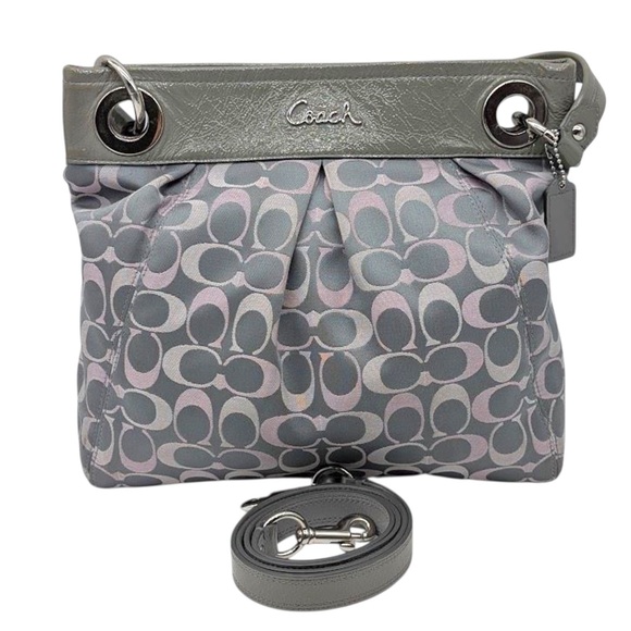 Coach Ashley Signature crossbody bag in a grey and pink colorway